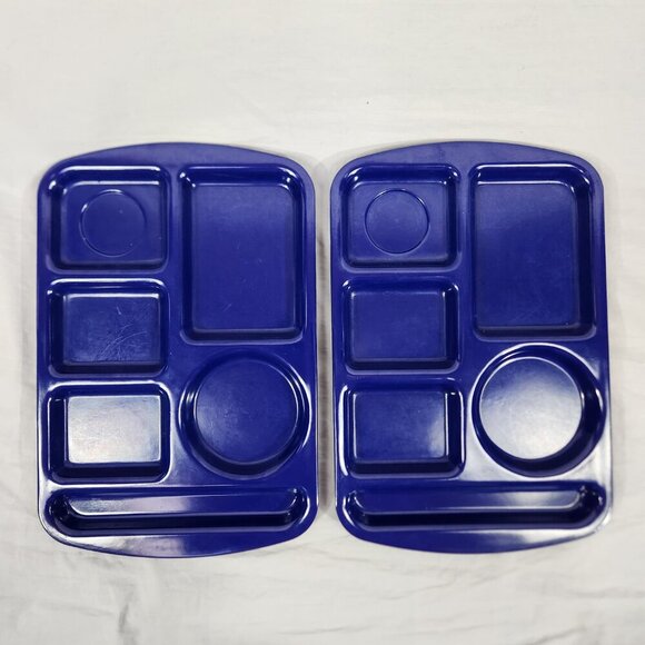 Vintage Prolon Ware Melamine Divided School Lunch Trays Blue Green Lot of 4 - Picture 2 of 11